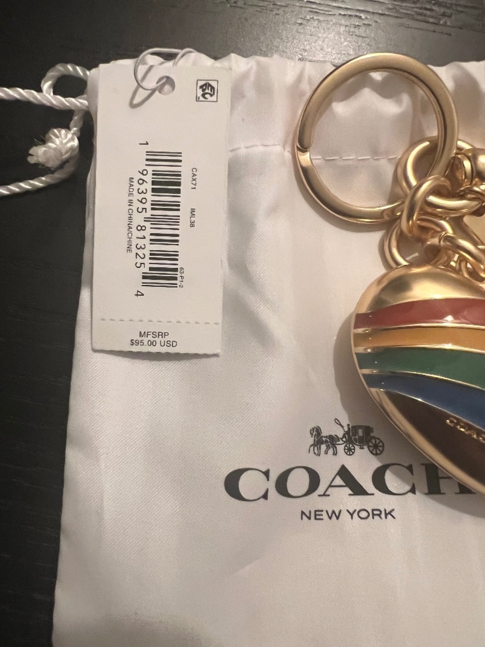 Coach Heart Keychain/Bag Charm (includes branded Coach dust bag) - Picture 6 of 7